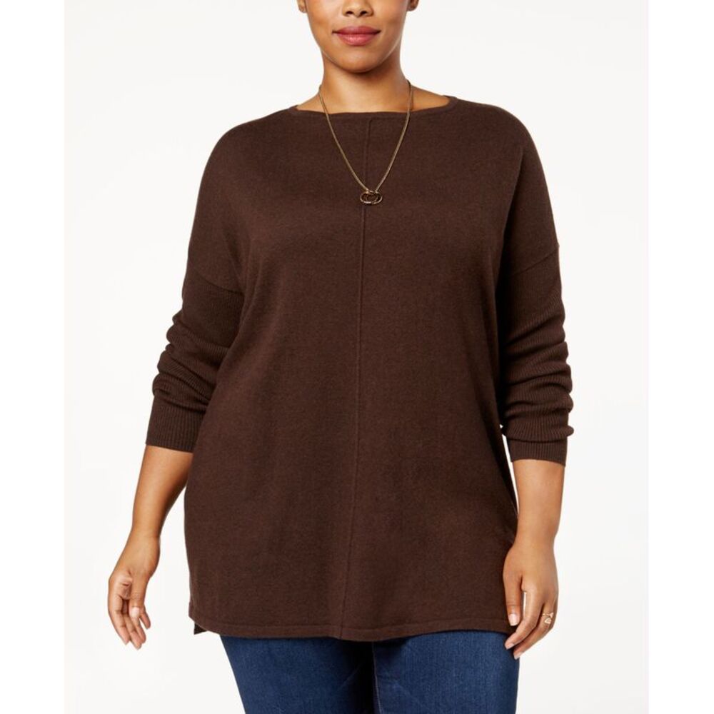 Style & Co Plus Size Seamed Boat Neck Sweater